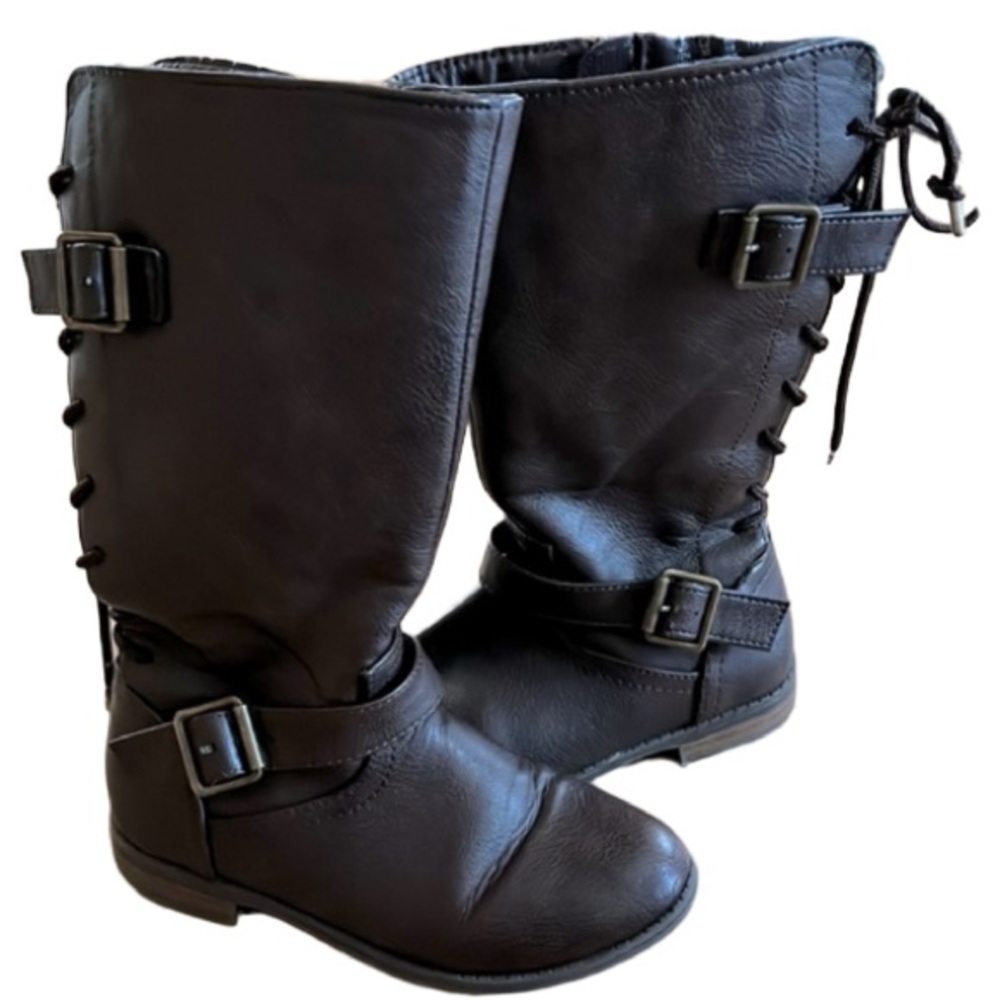 GIRLS BROWN WESTERN STYLE BOOTS SIZE 12 KNEE LEGNTH